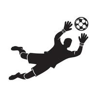 Black Silhouette of Goalkeeper Diving on White Background vector