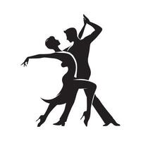 Flat Art of Salsa Dancing Pose Black Silhouette on White Background vector