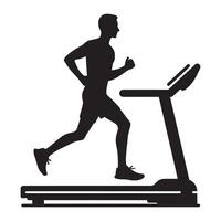 Man on Treadmill Running Silhouette vector