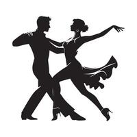 Flat Silhouette of Salsa Dancing Pose Art Artwork on White Background vector