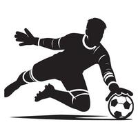 Man Goalkeeper Dive Silhouette on White Background vector