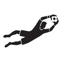 Goalkeeper Diving Silhouette with Arms Extended on White Background vector