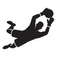 Goalkeeper Dive Action Silhouette on White Background vector