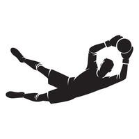 Goalkeeper Dive Silhouette with Arms Stretched on White Background vector