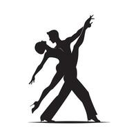 Flat Black Silhouette of Salsa Dancing Pose Art on White Background vector