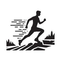 Minimalist Trail Running Silhouette on White Background vector