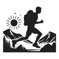 Trail Running Silhouette on White Background vector