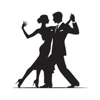 Flat Tango Dancing Pose Silhouette Art on White Background vector