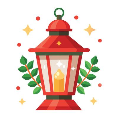 Christmas lantern illustration on white background