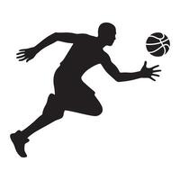 Focused Basketball Player Dribbling on Court Showcasing Advanced Skills and Athletic Determination in Game vector