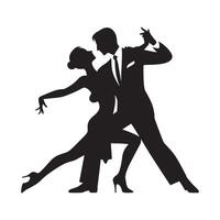 Tango Dancing Pose Silhouette Minimalist Art on White Background vector
