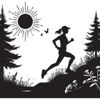 Black Trail Running Silhouette Design on White Background vector