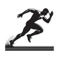 Art Sprinting Silhouette Minimalist Design on White Background vector