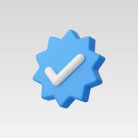 3d Realistic Verify check icon illustration vector