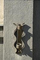 a wall with a clock on it photo