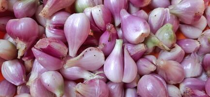 Pile of fresh red onions Sumenep or bawang merah Sumenep background Indonesia photo