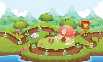 Game Level Map Nature Forest River vector