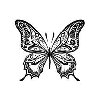 Elegant Black and White Butterfly Illustration with Intricate Patterns vector