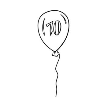 Balloon With Number Seventy In The Center In Outline Style vector
