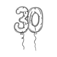Balloon In Shape Of Number Thirty In Outline Style vector