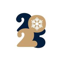 number text 2025 with fir snowflake vector