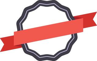 Red ribbon wraps an empty grey label, creating a vintage style badge with space for customization. Perfect for branding, marketing, or promotions, this versatile badge lets your creativity shine vector