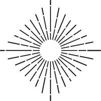 Sunburst design element radiating from a central circle, creating a vintage and geometric pattern, ideal for graphic design projects vector