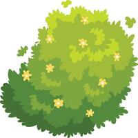 Lush green bush adorned with delicate yellow flowers, leaves gently falling, creating a vibrant natural scene. Perfect for adding freshness to any project vector