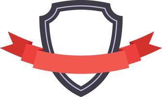 Grey shield with a red ribbon symbolizes security, trust, and protection, perfect for business branding and marketing vector