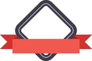 Empty diamond shaped frame with red ribbon banner providing copy space, perfect for logos, titles, and decorative elements vector