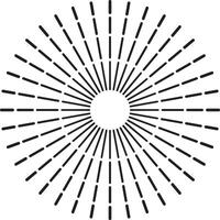 Numerous black lines radiate outwards from a central white circle, creating a dynamic sunburst or starburst effect against a white background vector