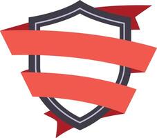Two red ribbons wrapping a blank shield symbolize security, protection, and achievement, creating a versatile emblem suitable for various uses vector