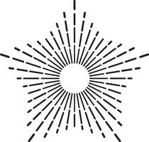 Retro starburst or sunburst design element with thin lines radiating from the center, creating a dynamic and vintage visual effect vector