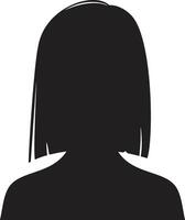 Black silhouette of a woman with short bob haircut facing forward, creating a simple and elegant graphical representation vector