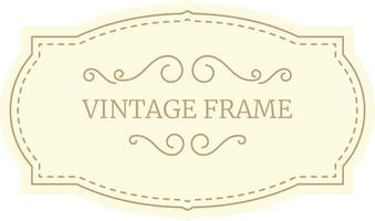 Elegant vintage frame with swirls adding a touch of classic charm to a light yellow background, perfect for labels, invitations, or scrapbooking projects vector