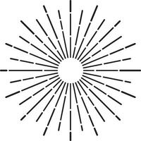 Captivating starburst design radiates from a central circle in a vintage style, featuring symmetrical geometric lines and a black and white color scheme vector