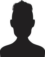 Black silhouette representing a bust and head with trendy hairstyle, conveying concepts of anonymity, identity, and personal style vector