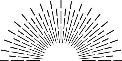 Black lines radiating from a central point create a semicircular sunburst effect, reminiscent of vintage design aesthetics, on a clean white background vector