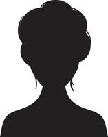 Stylish black silhouette of a woman with curly hair in a bun, representing anonymity and online identity, perfect for social media and digital networks vector
