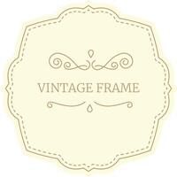 This elegant vintage frame features delicate swirls, flourishes, and a pastel yellow background, creating a sophisticated and timeless design vector