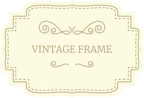 Elegant vintage frame featuring decorative swirls and a stitched border, creating a classic and sophisticated design element vector
