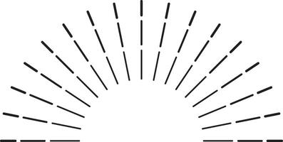 Black dotted lines are radiating outward in a semicircular sunburst pattern, creating a retro design element against a white background, suitable for vintage or decorative projects vector