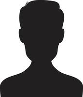 Silhouette of a person facing forward symbolizing privacy and mystery against a white background, conveying secrecy and data protection vector