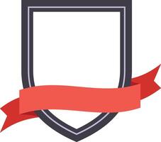 Empty shield with red ribbon banner wrapped around it, creating a template for awards, logos, or emblems, representing achievement, honor, and recognition vector