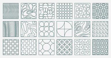 Linear geometric tiles. Modern abstract decorative elements with minimal ornament, retro bauhaus and brutalist puzzle blocks. set vector