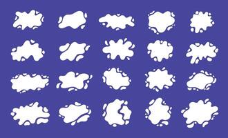 Milk blobs. Liquid cream spots and drops, milky spray and splash, yogurt stains and blot for label design. white fluid shapes isolated set vector