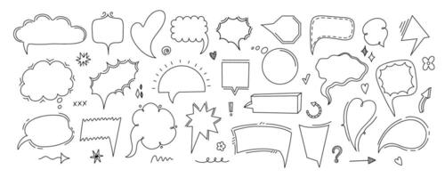 Sketch speech bubble. Hand drawn cute doodle message stickers, hand scribble ink notes and grunge scribble bubbles. isolated set vector