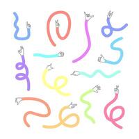 Cartoon Color Different Funny Long Hands Pointers or Indicators Set. vector