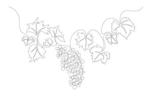 Bunch of Grapes One Continuous Line Drawing Sign Emblem. vector