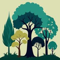 illustration of trees in the forest vector